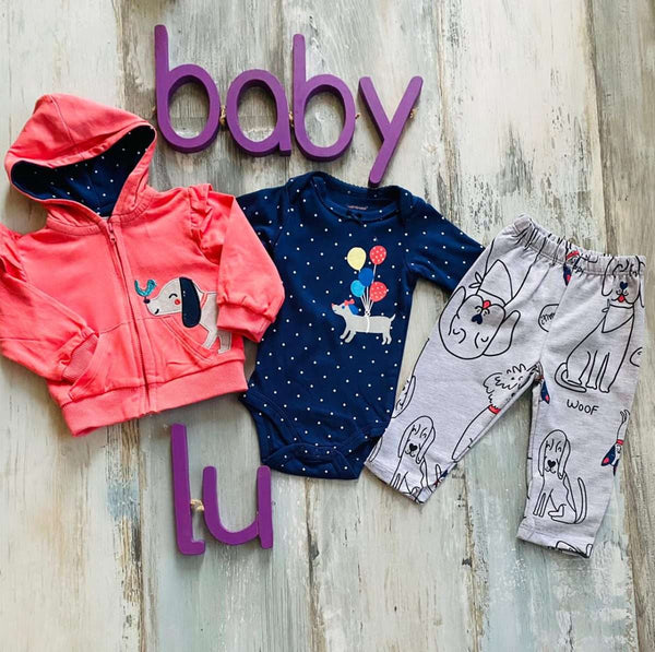 Conjunto 3 piezas Dog Rosado