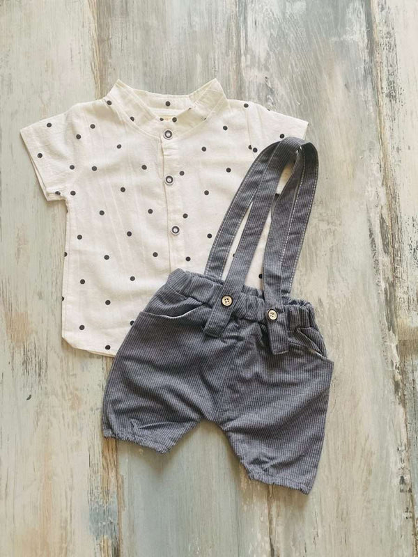 Conjunto bebe 2 piezas camisa + Short Gris