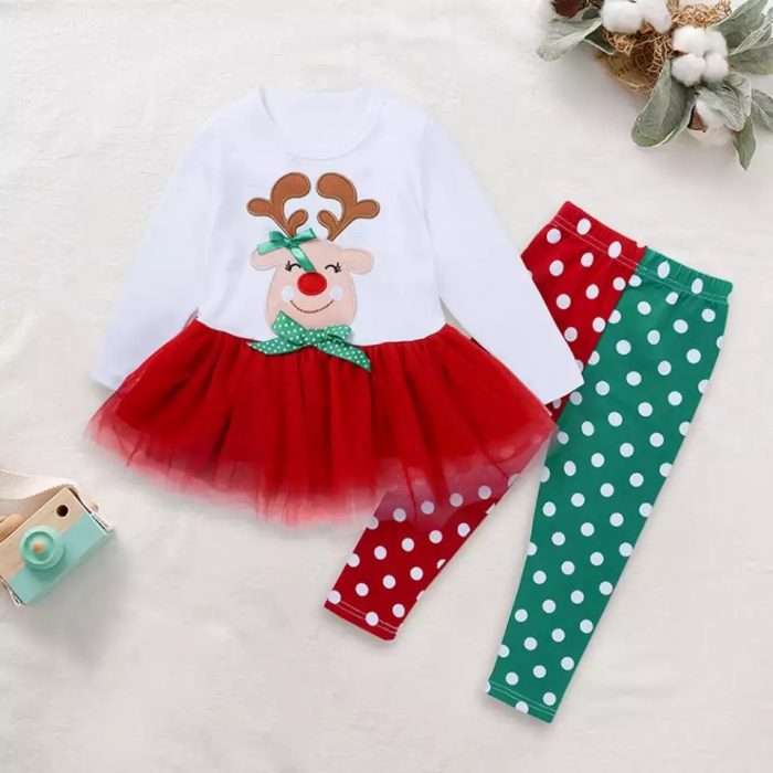 Polera tull + Calzas navidad