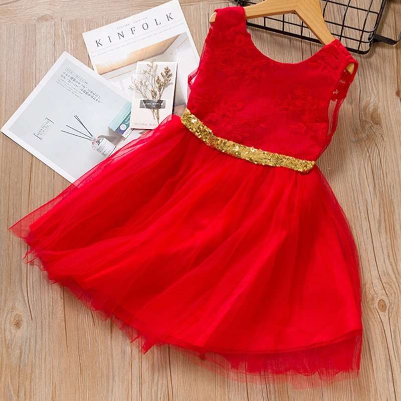 Vestido fiesta lazo rojo