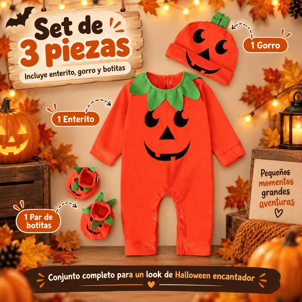 Disfraz de calabaza para bebé, 3 piezas A