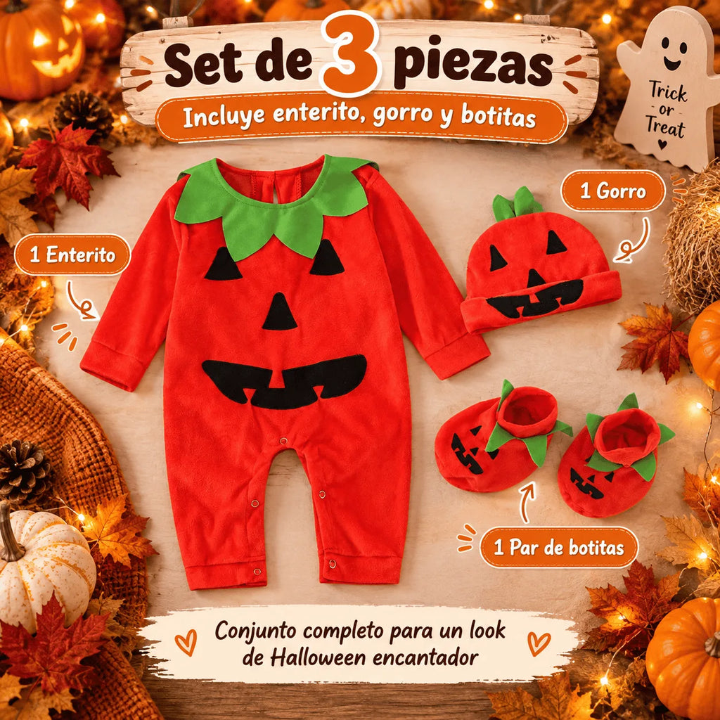 Disfraz de calabaza para bebé, 3 piezas