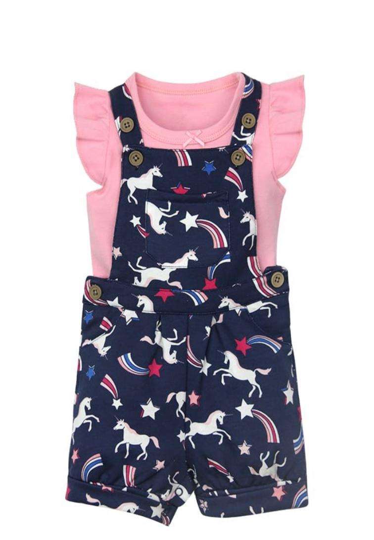 Jardinera + Polera unicornio Azul