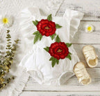 Enterito Blanco flores rojas