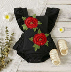 Enterito Negro flores rojas