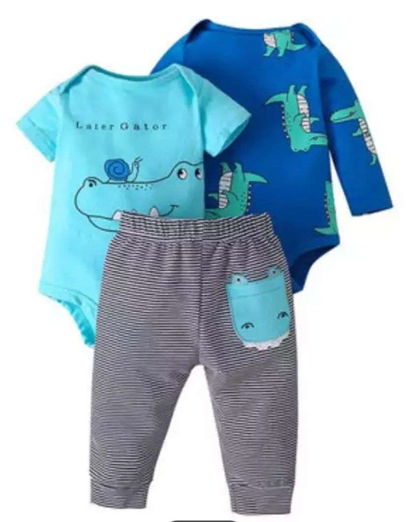 Conjunto 3 piezas Cocodrilo celeste