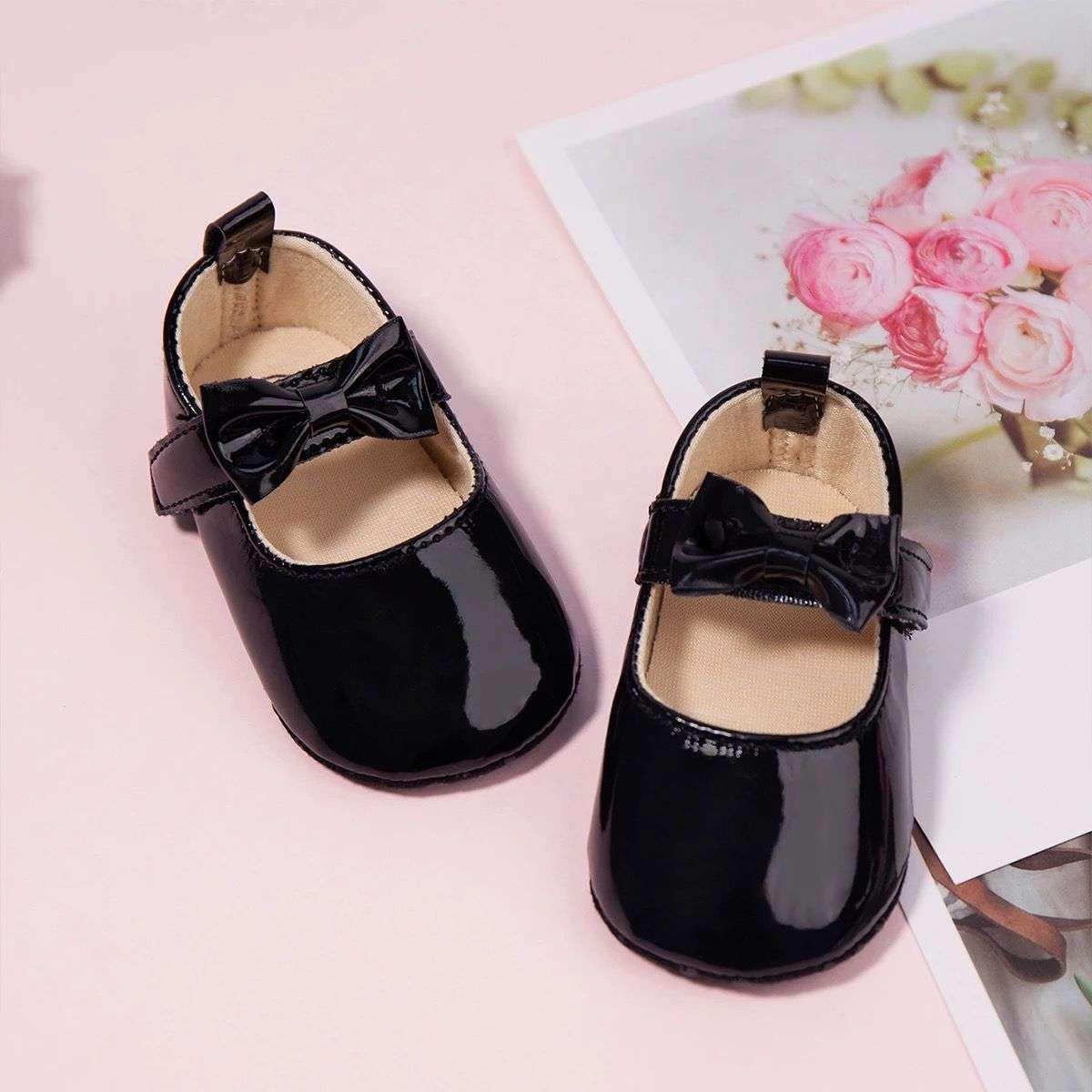 Zapatos charol Sintetico  Negros bebe