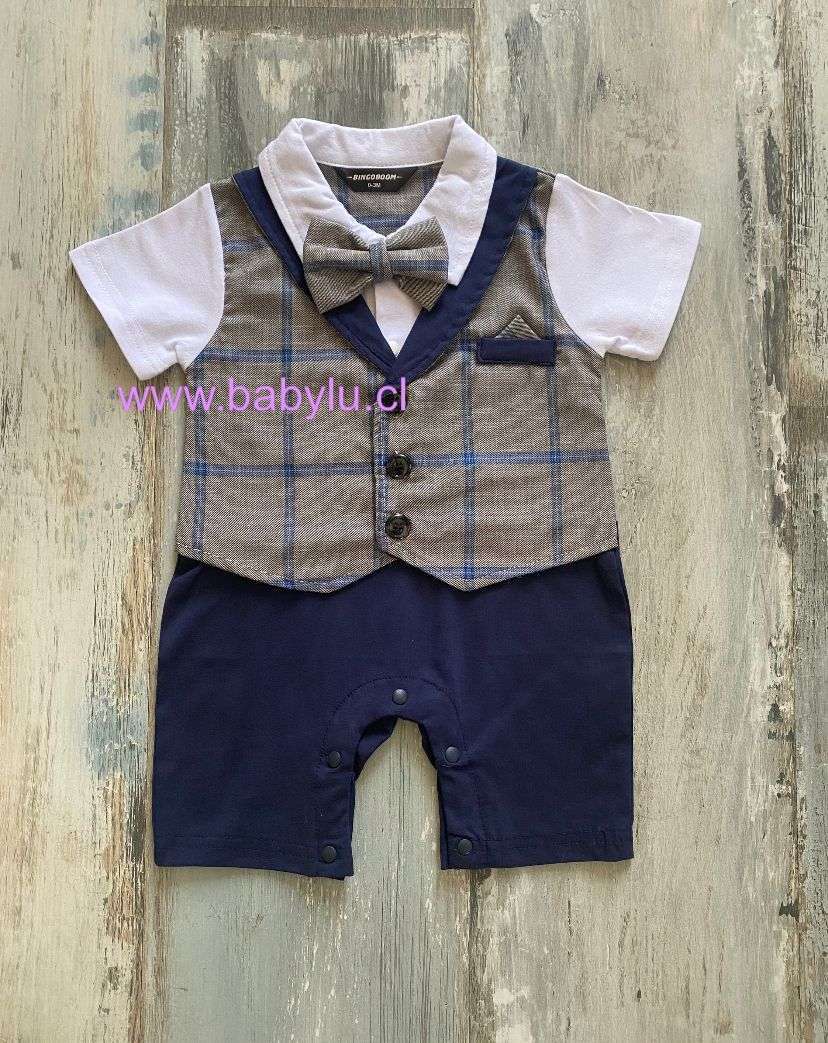 Enterito Formal Verano  cuadrille Gris