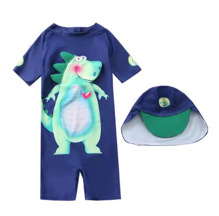 Traje de Baño enterito de Dinosaurio Azul