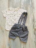 Conjunto bebe 2 piezas camisa + Short Gris