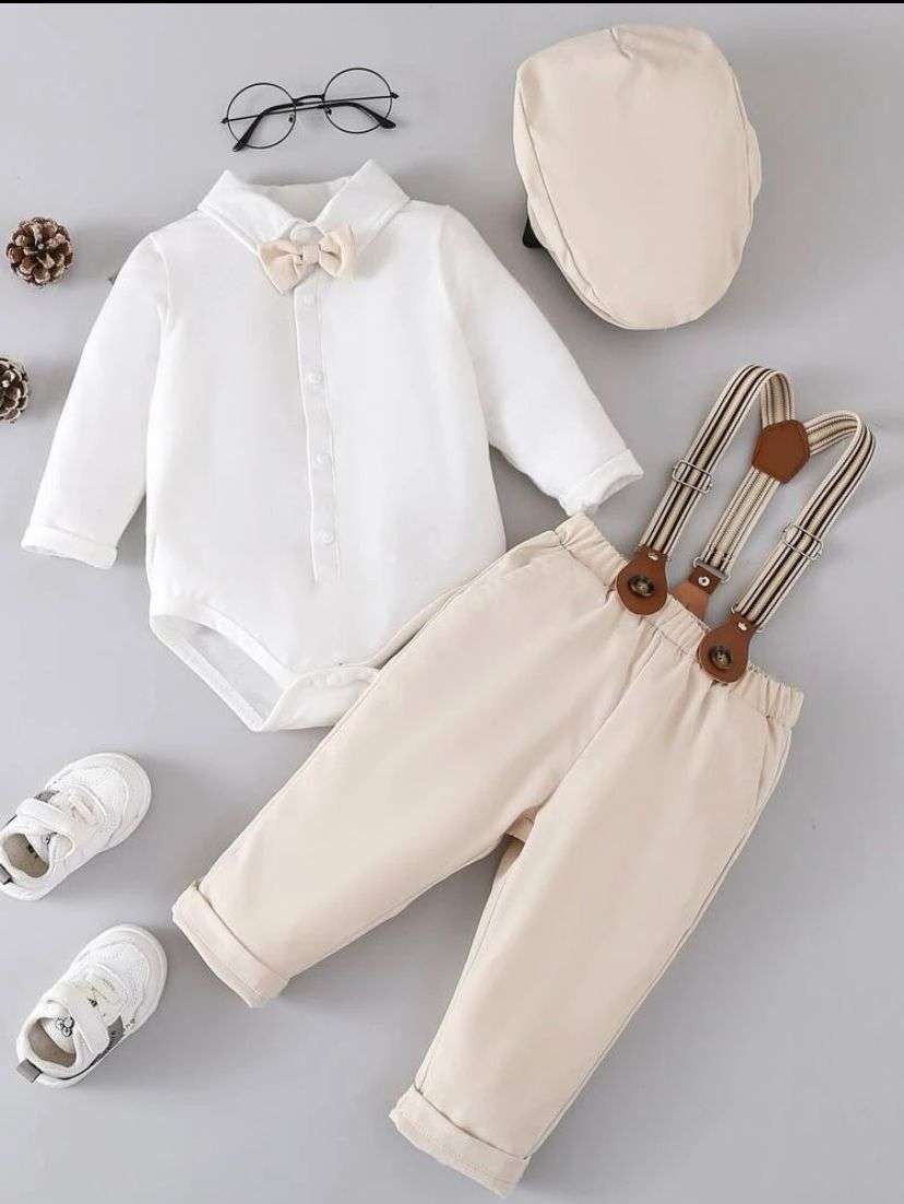 Conjunto formal + boina Niño Crema