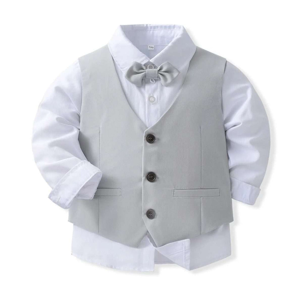 Conjunto formal 4 piezas crema Niño