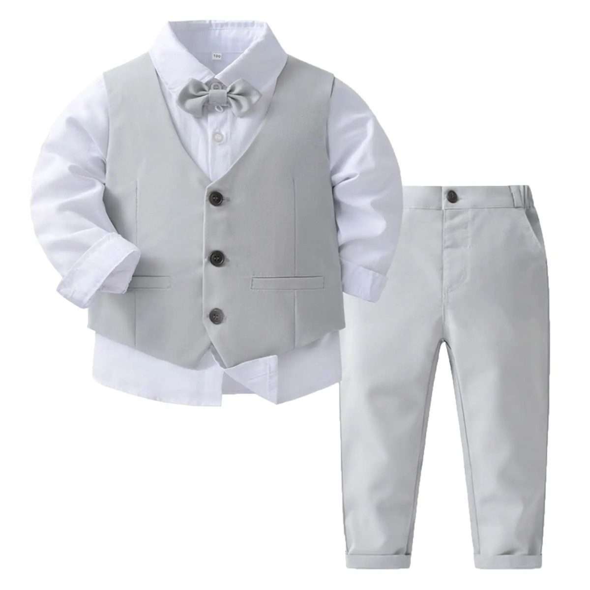 Conjunto formal 4 piezas crema Niño