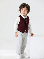 Conjunto Formal Niño 4 piezas Burdeo