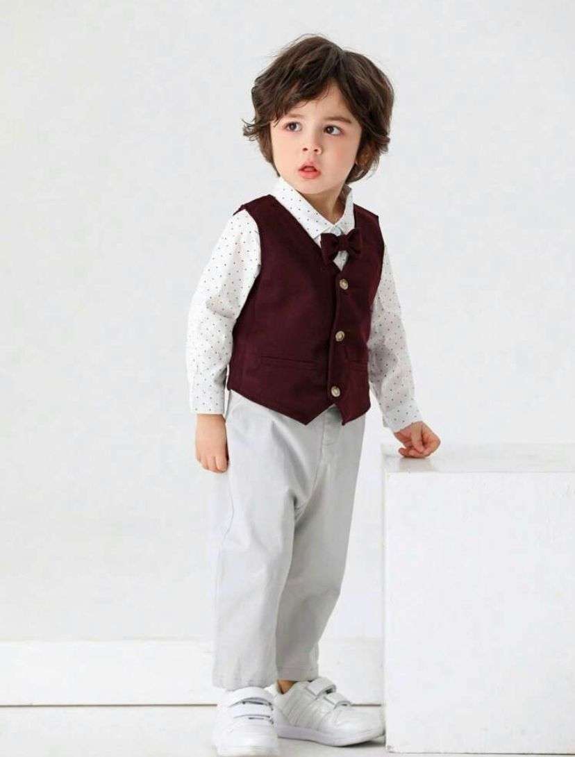 Conjunto Formal Niño 4 piezas Burdeo