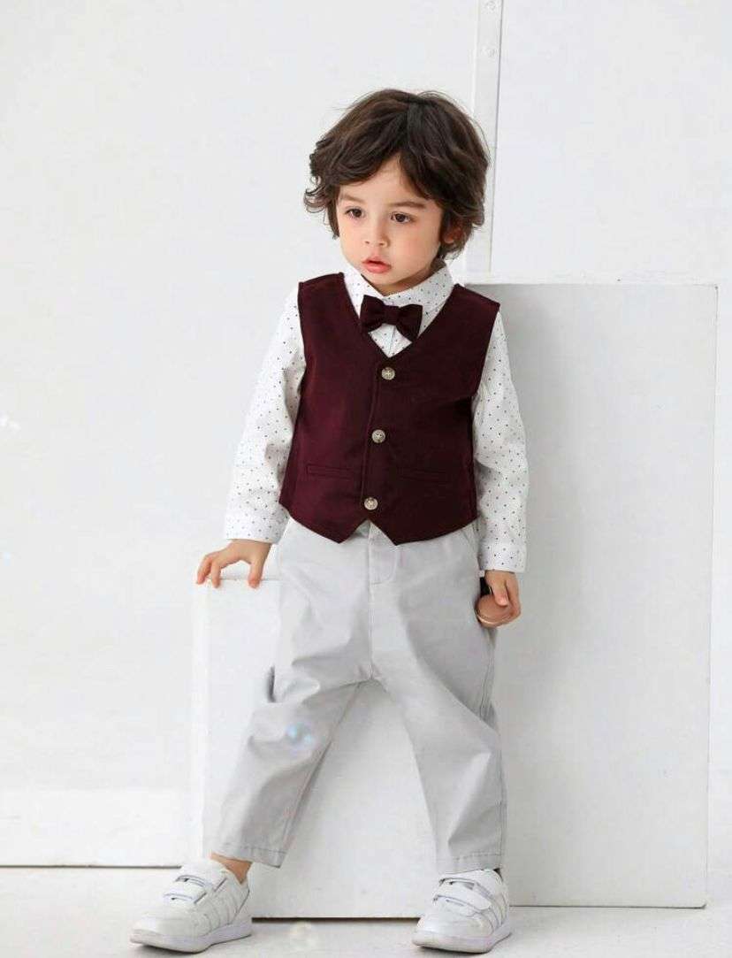 Conjunto Formal Niño 4 piezas Burdeo