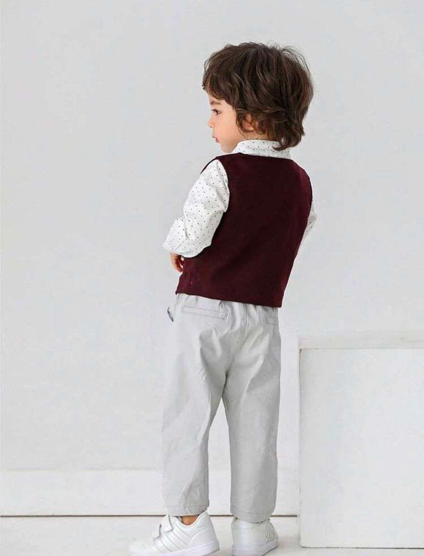 Conjunto Formal Niño 4 piezas Burdeo