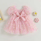 Vestido Rosado Niña Flores 3 D