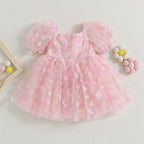 Vestido Rosado Niña Flores 3 D