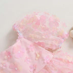 Vestido Rosado Niña Flores 3 D