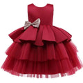 Vestido Elegante Con Tull Y Lazo Rojo