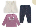Conjunto 3 piezas bebe con chaqueta blanca