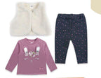 Conjunto 3 piezas bebe con chaqueta blanca