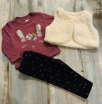 Conjunto 3 piezas bebe con chaqueta blanca