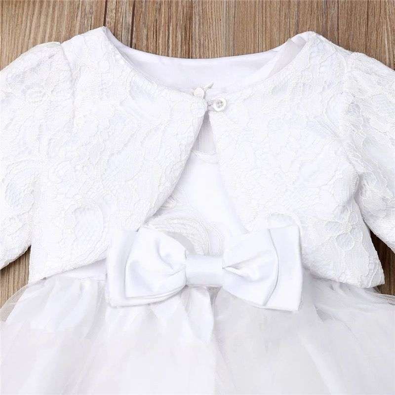 Vestido 3 piezas blanco bebe