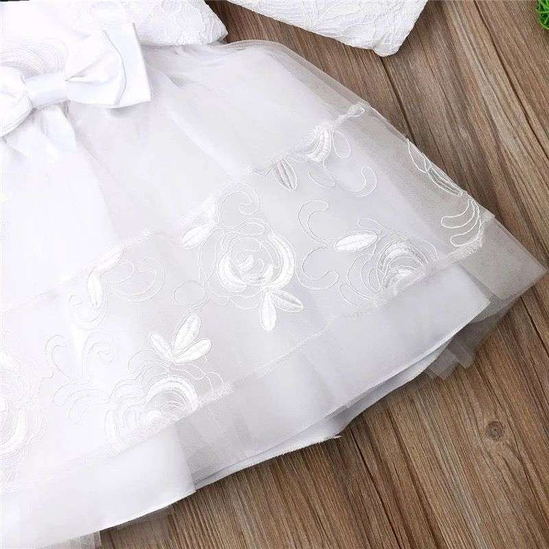 Vestido 3 piezas blanco bebe