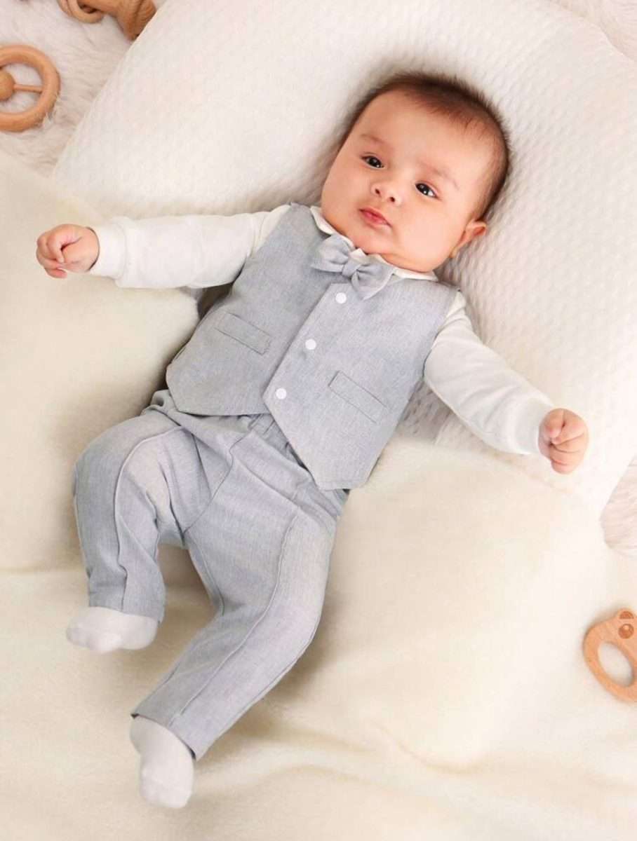 Conjunto formal bebe Gris 3 piezas