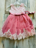 Vestido + Cintillo Rosado bebe