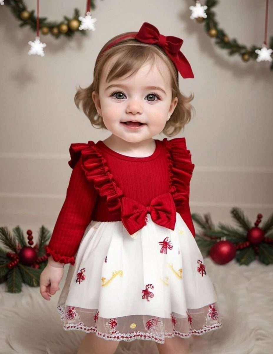 Vestido Navidad bebe + Cintillo