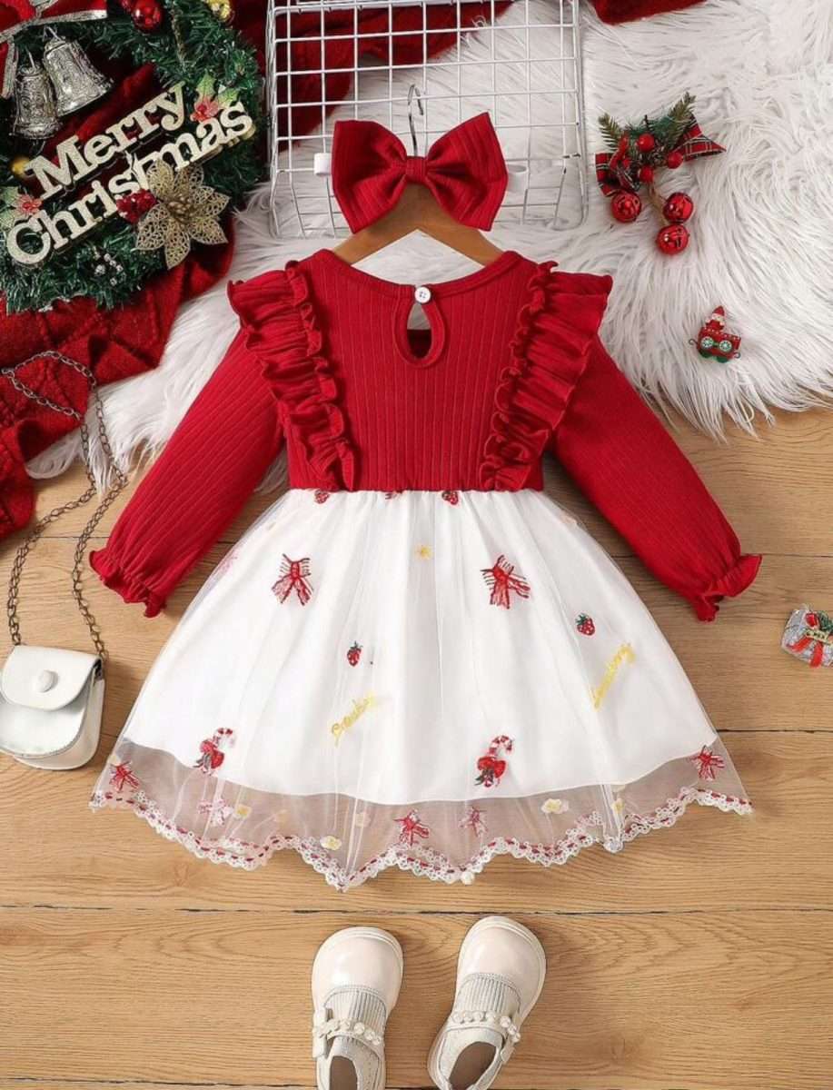 Vestido Navidad bebe + Cintillo