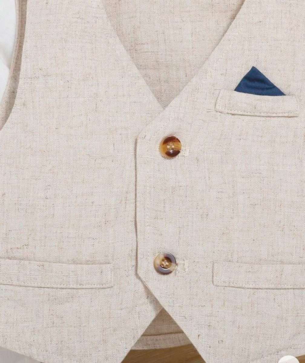 Conjunto formal 3 piezas crema niño