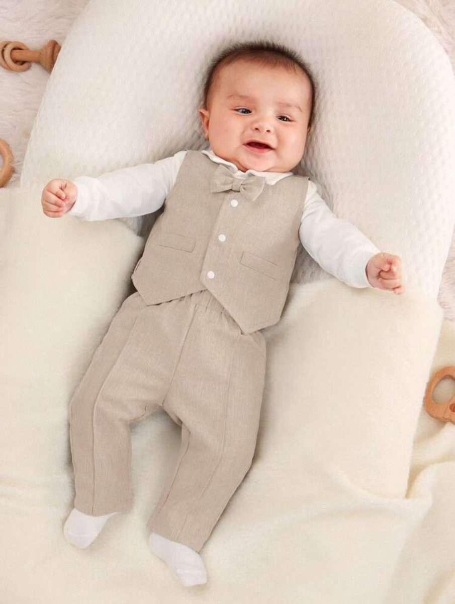 Conjunto Formal Bebe cafe 3 piezas