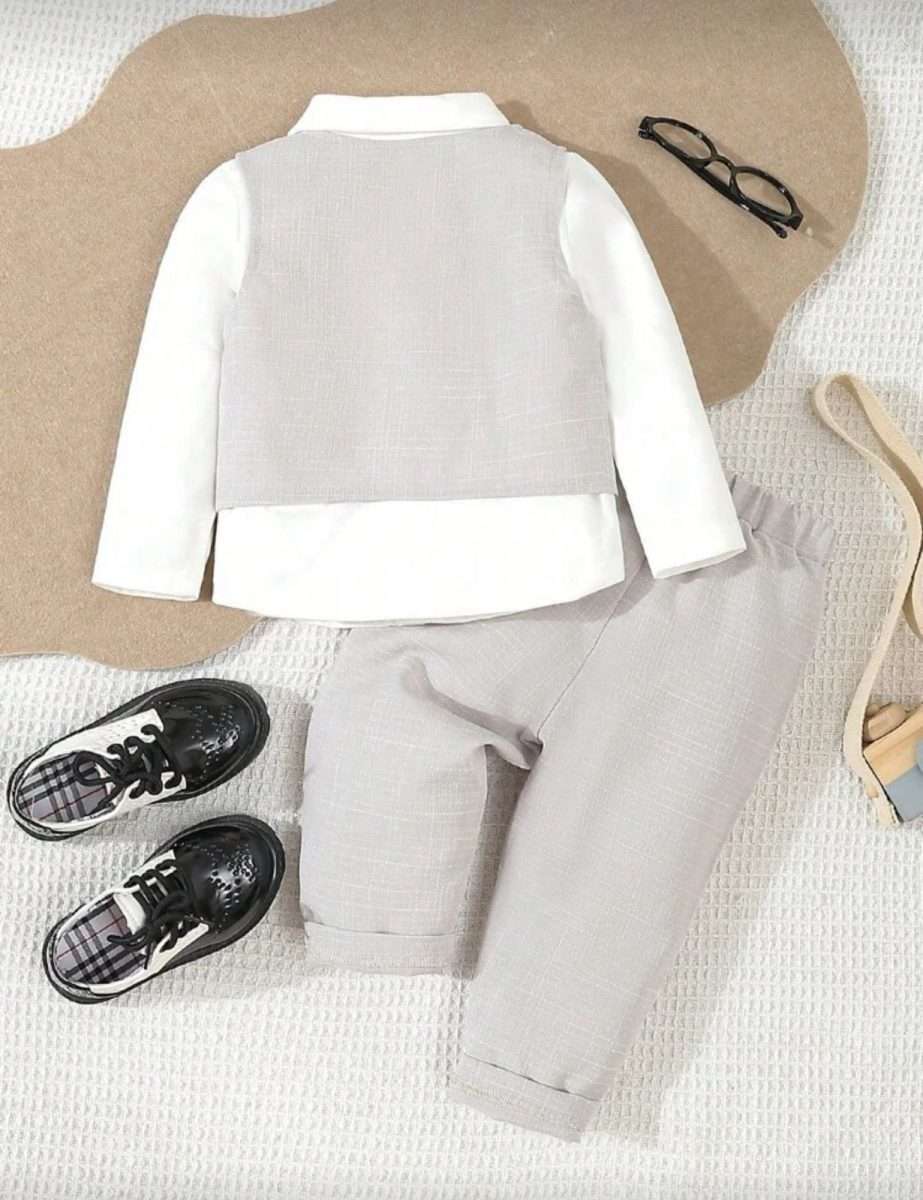 Formal bebe gris verano 4 piezas