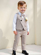 Conjunto formal cafe 3 piezas bebe