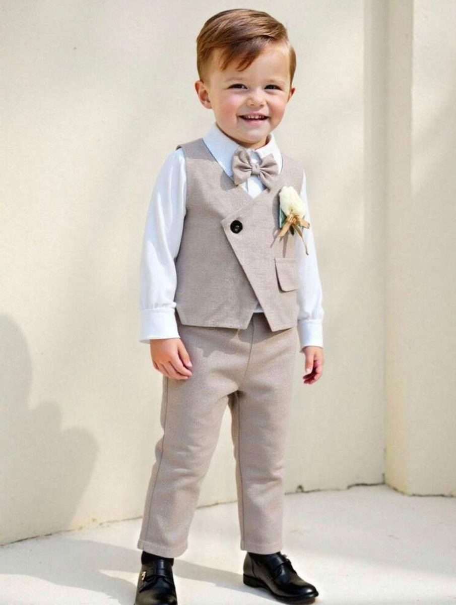 Conjunto formal cafe 3 piezas bebe