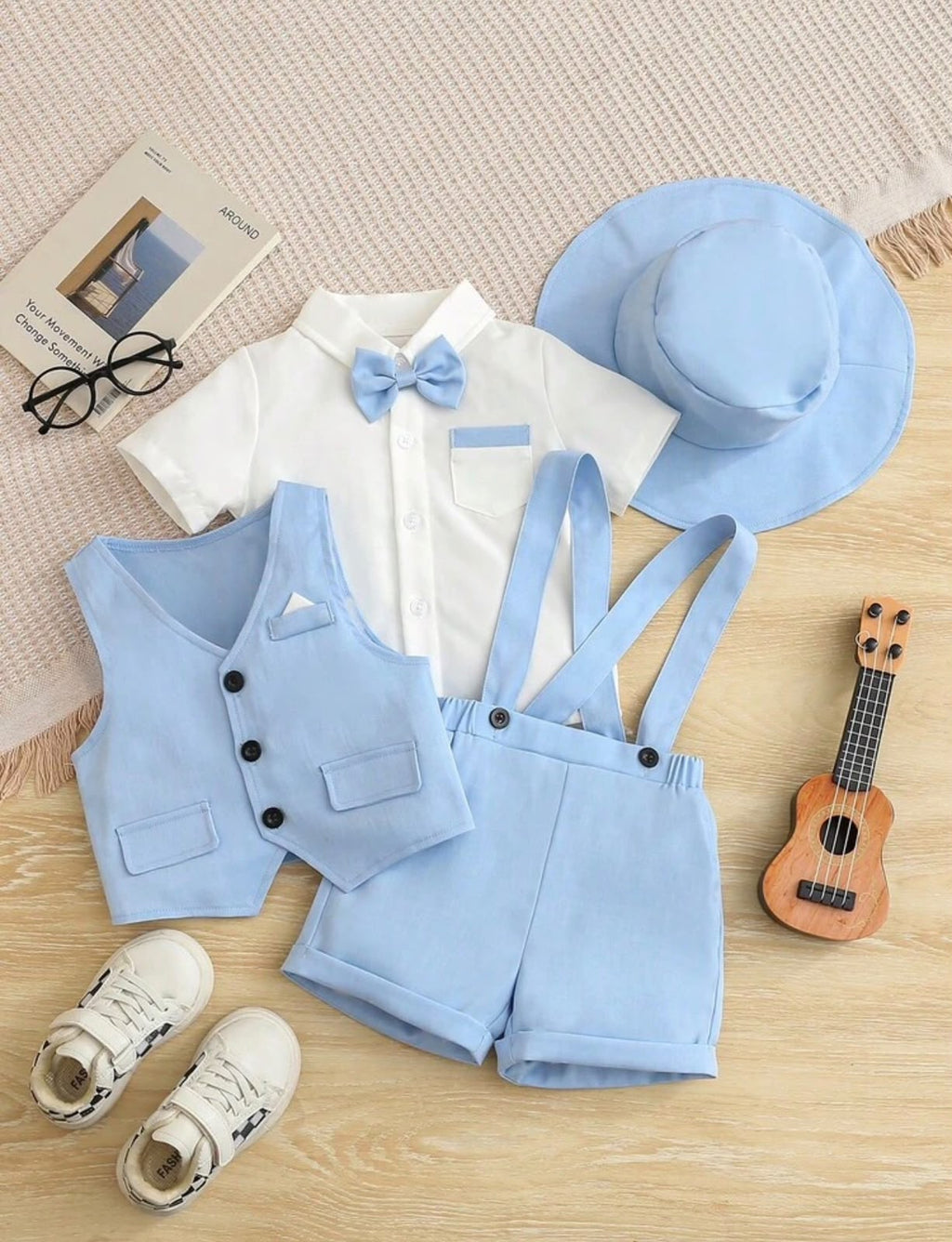 Conjunto formal de verano de 4 piezas Celeste