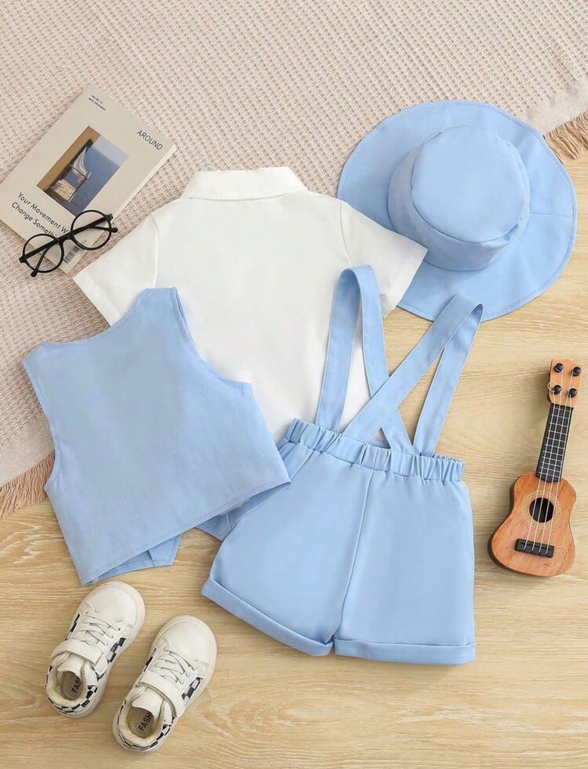 Conjunto formal de verano de 4 piezas Celeste