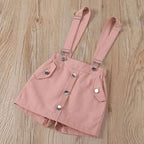 Conjunto Polera + Falda jardinera Rosada