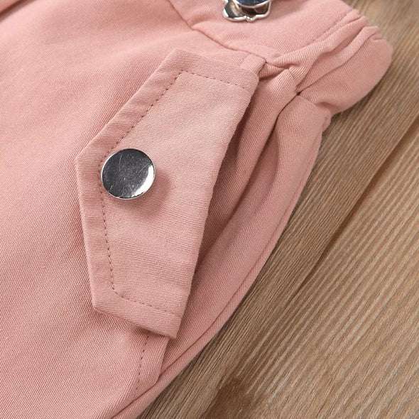 Conjunto Polera + Falda jardinera Rosada