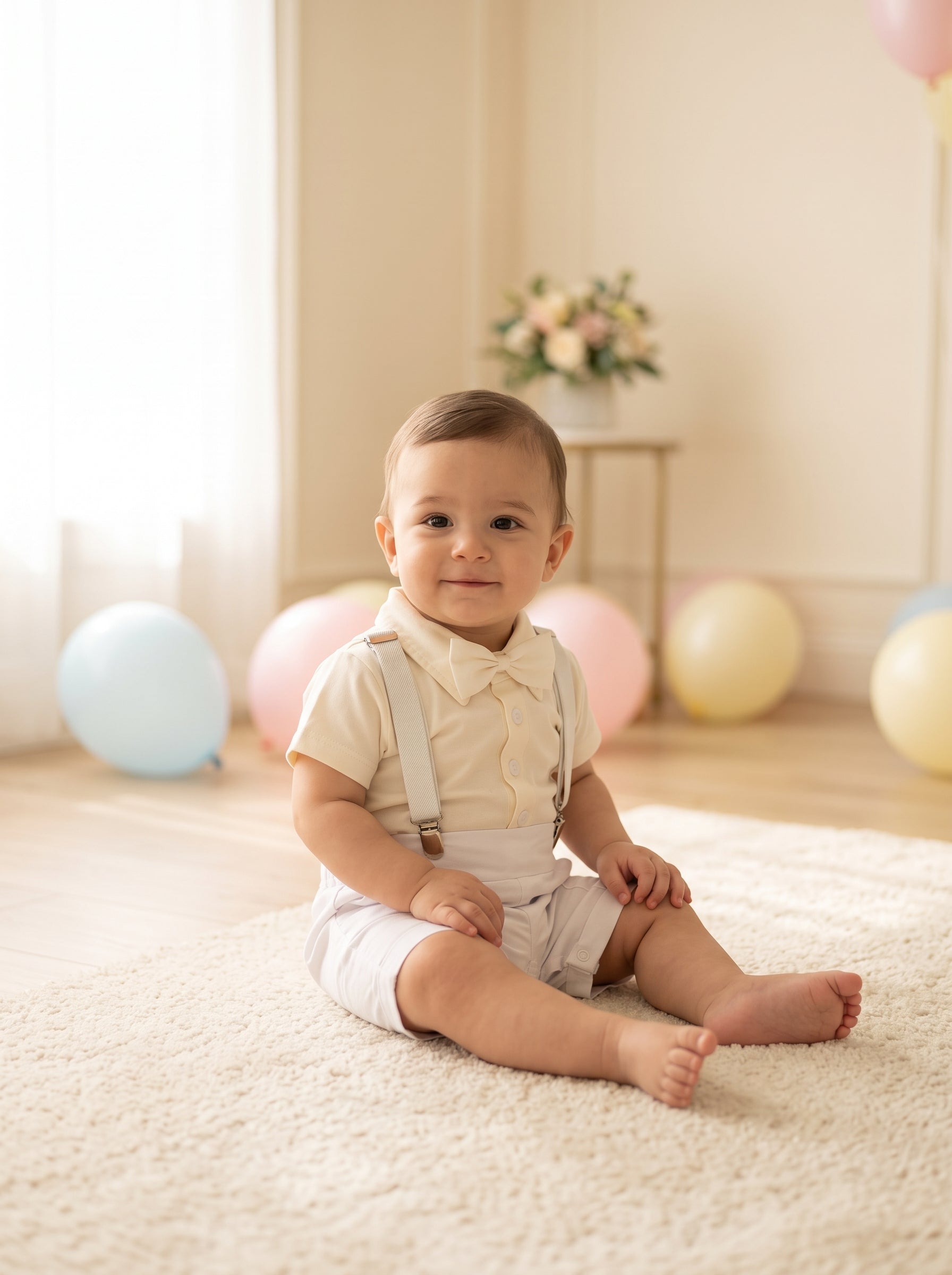 Studio photo of Enterito Formal niño crema in lifestyle